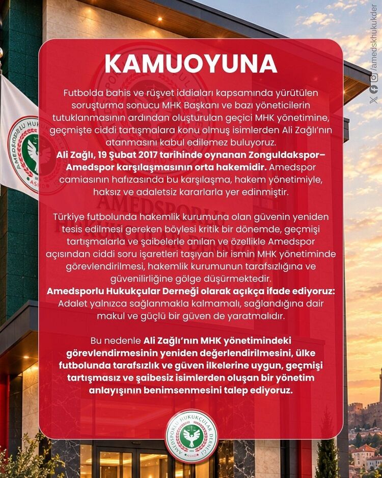 Mhk Atamasında Amedspor Detayı Avukatlar Zonguldakspor Maçını Hatırlattı!