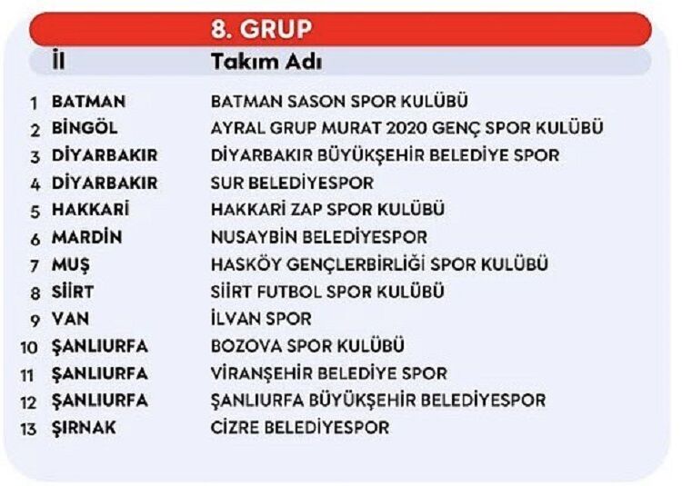 Profesyonelliğe Geçiş Ligi Takımları Belli Oldu İşte Diyarbakır Kulüpleri