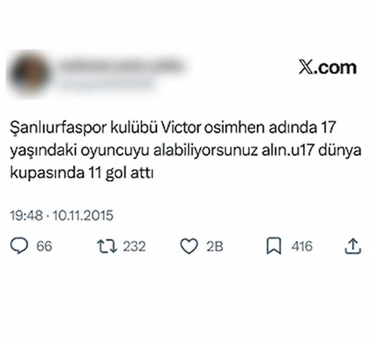 Victor Osimhen’i Keşfedip Şanlıurfaspor’a Önermişti
